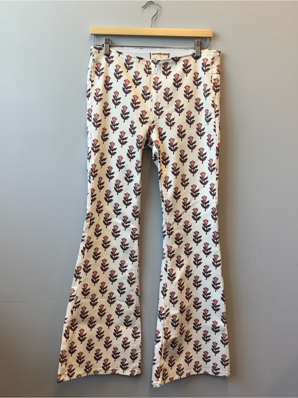 New Free People We The Free Penny pull-on flare pants white terracotta tulip 28